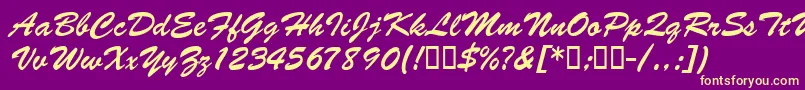 BarcbrushdbBold-Schriftart – Gelbe Schriften auf violettem Hintergrund