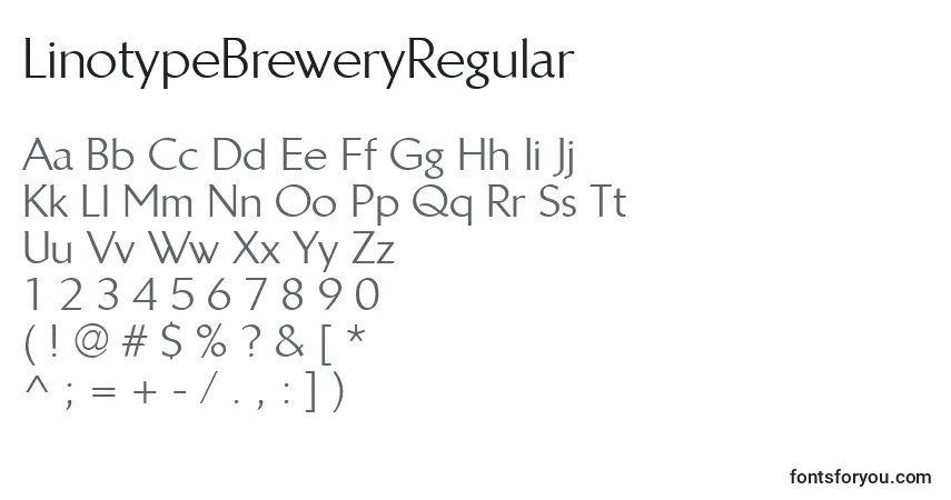 A fonte LinotypeBreweryRegular – alfabeto, números, caracteres especiais
