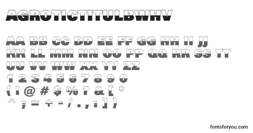 Czcionka AGrotictitulbwhv – alfabet, cyfry, specjalne znaki