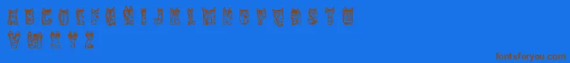 フォントCfnaviaRegular – 茶色の文字が青い背景にあります。