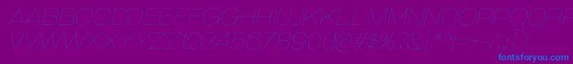 GalderglynnTitlingUlIt-fontti – siniset fontit violetilla taustalla