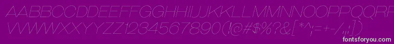 GalderglynnTitlingUlIt-fontti – vihreät fontit violetilla taustalla