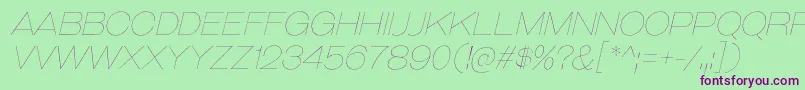 GalderglynnTitlingUlIt-fontti – violetit fontit vihreällä taustalla