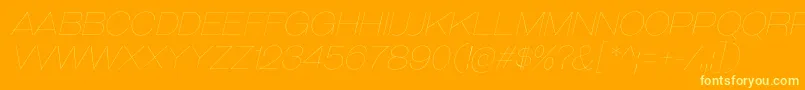 GalderglynnTitlingUlIt-Schriftart – Gelbe Schriften auf orangefarbenem Hintergrund