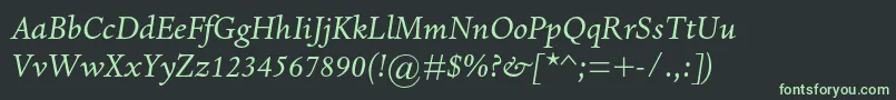Czcionka DantemtstdItalic – zielone czcionki na czarnym tle