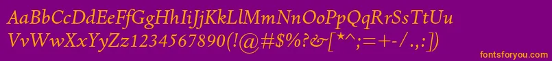 DantemtstdItalic Font – Orange Fonts on Purple Background