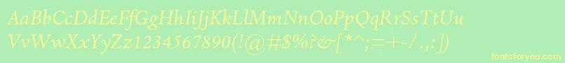 DantemtstdItalic Font – Yellow Fonts on Green Background