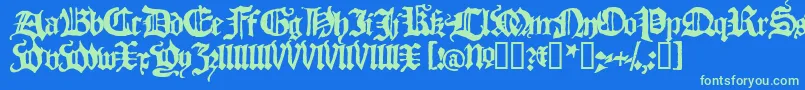 BlackletterHplhs Font – Green Fonts on Blue Background