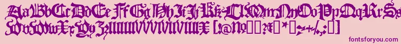 Weitere Informationen zur BlackletterHplhs-Schriftart BlackletterHplhs-Schriftart – Violette Schriften auf rosa Hintergrund