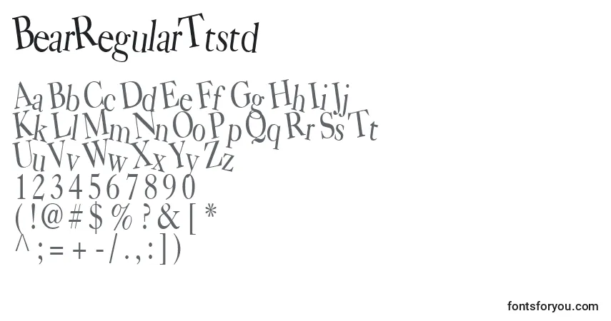 Schriftart BearRegularTtstd – Alphabet, Zahlen, spezielle Symbole