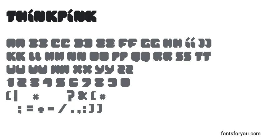 Шрифт ThinkPink – алфавит, цифры, специальные символы