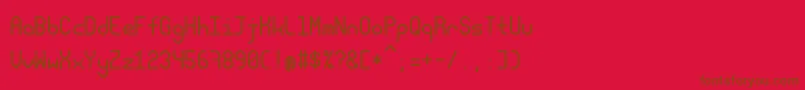 Modum-Schriftart – Braune Schriften auf rotem Hintergrund