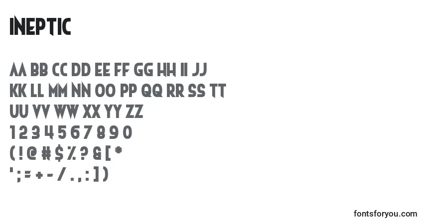 Schriftart Ineptic – Alphabet, Zahlen, spezielle Symbole