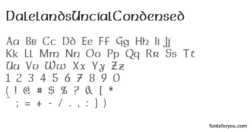 DalelandsUncialCondensedフォント–アルファベット、数字、特殊文字