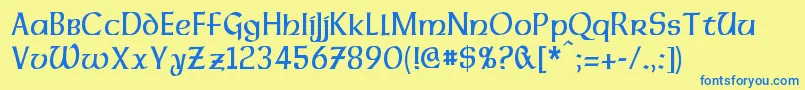 DalelandsUncialCondensed Font – Blue Fonts on Yellow Background