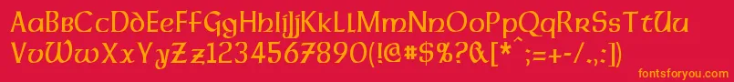 fuente DalelandsUncialCondensed – Fuentes Naranjas Sobre Fondo Rojo