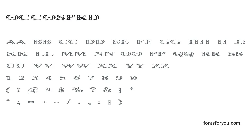 Czcionka Occosprd – alfabet, cyfry, specjalne znaki