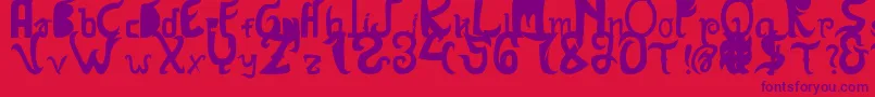 HanatasyaSans-Schriftart – Violette Schriften auf rotem Hintergrund