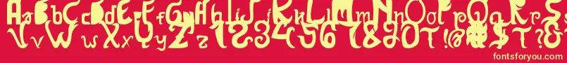 HanatasyaSans Font – Yellow Fonts on Red Background