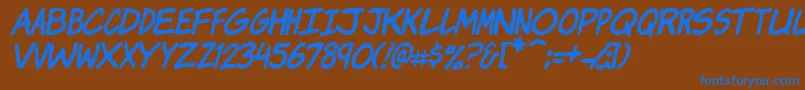 フォントKomikaJamItalic – 茶色の背景に青い文字
