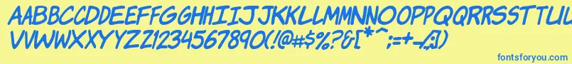 KomikaJamItalic Font – Blue Fonts on Yellow Background