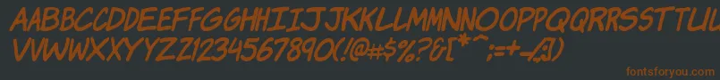 KomikaJamItalicフォントについての詳細 フォントKomikaJamItalic – 黒い背景に茶色のフォント