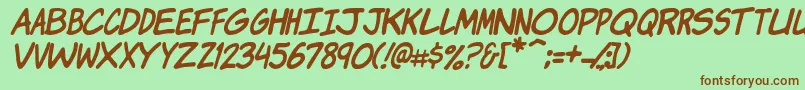 KomikaJamItalic Font – Brown Fonts on Green Background