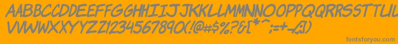 Weitere Informationen zur KomikaJamItalic-Schriftart KomikaJamItalic-Schriftart – Graue Schriften auf orangefarbenem Hintergrund