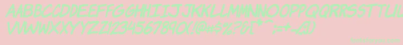Fonte KomikaJamItalic – fontes verdes em um fundo rosa