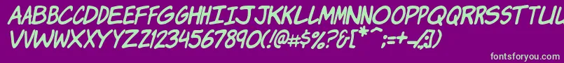 Шрифт KomikaJamItalic – зелёные шрифты на фиолетовом фоне