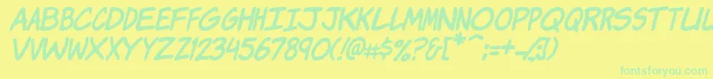 Шрифт KomikaJamItalic – зелёные шрифты на жёлтом фоне