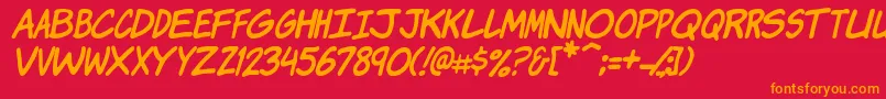 KomikaJamItalic Font – Orange Fonts on Red Background