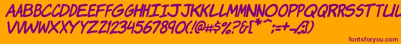 KomikaJamItalic Font – Purple Fonts on Orange Background