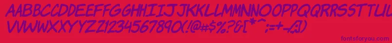 Weitere Informationen zur KomikaJamItalic-Schriftart KomikaJamItalic-Schriftart – Violette Schriften auf rotem Hintergrund