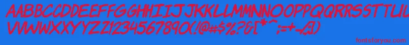 KomikaJamItalic Font – Red Fonts on Blue Background
