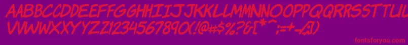 KomikaJamItalic Font – Red Fonts on Purple Background