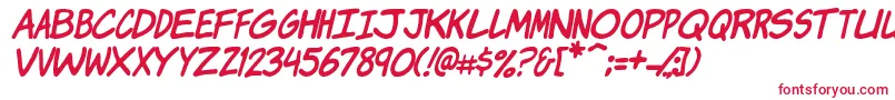 フォントKomikaJamItalic – 白い背景に赤い文字