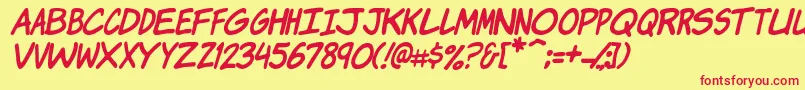 KomikaJamItalic Font – Red Fonts on Yellow Background