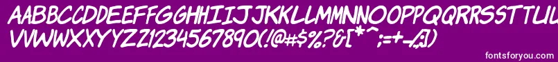 KomikaJamItalic-fontti – valkoiset fontit violetilla taustalla