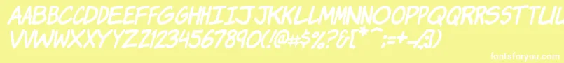 フォントKomikaJamItalic – 黄色い背景に白い文字