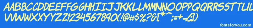 KomikaJamItalic-fontti – keltaiset fontit sinisellä taustalla