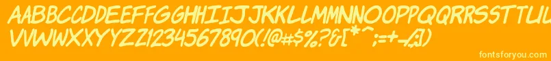 KomikaJamItalic-fontti – keltaiset fontit oranssilla taustalla