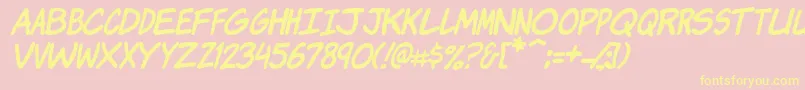 KomikaJamItalic-Schriftart – Gelbe Schriften auf rosa Hintergrund