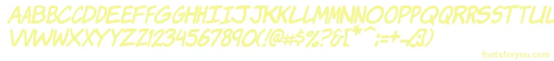 Fonte KomikaJamItalic – fontes amarelas em um fundo branco