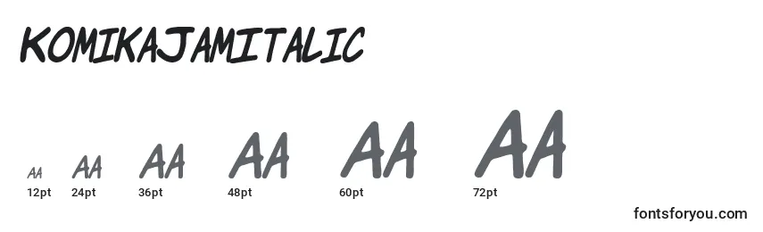 Размеры шрифта KomikaJamItalic
