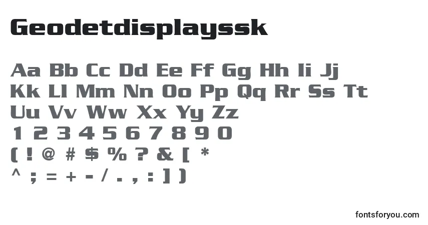 Czcionka Geodetdisplayssk – alfabet, cyfry, specjalne znaki