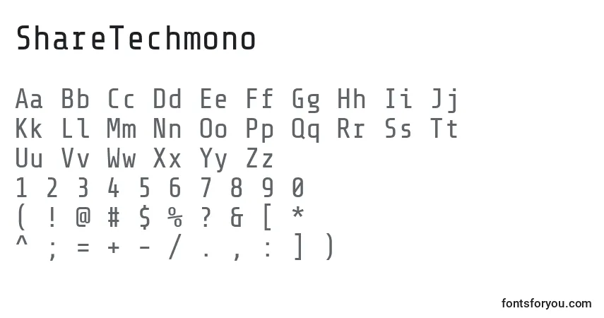 A fonte ShareTechmono (70255) – alfabeto, números, caracteres especiais