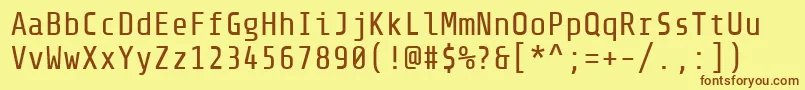 ShareTechmono Font – Brown Fonts on Yellow Background