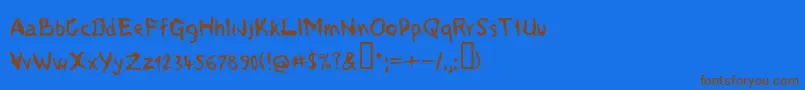 フォントVoods ffy – 茶色の文字が青い背景にあります。