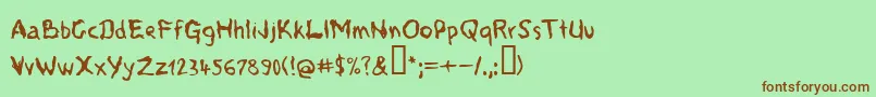 フォントVoods ffy – 緑の背景に茶色のフォント